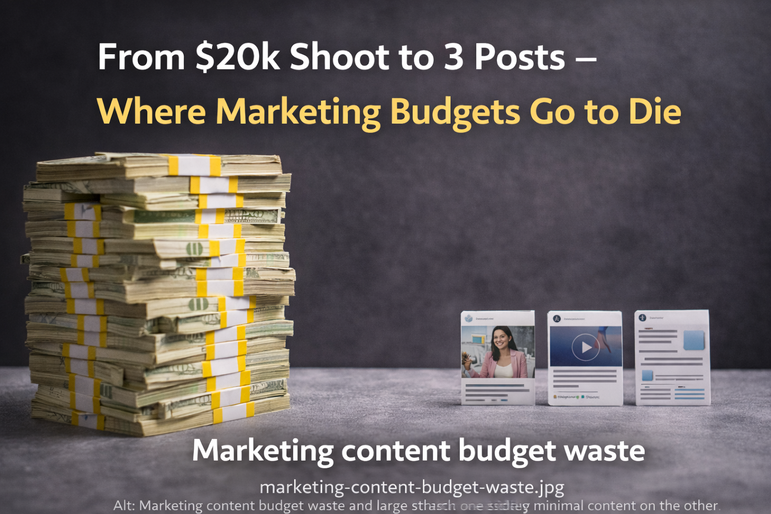 Marketing content budget waste and minimal content on the other.