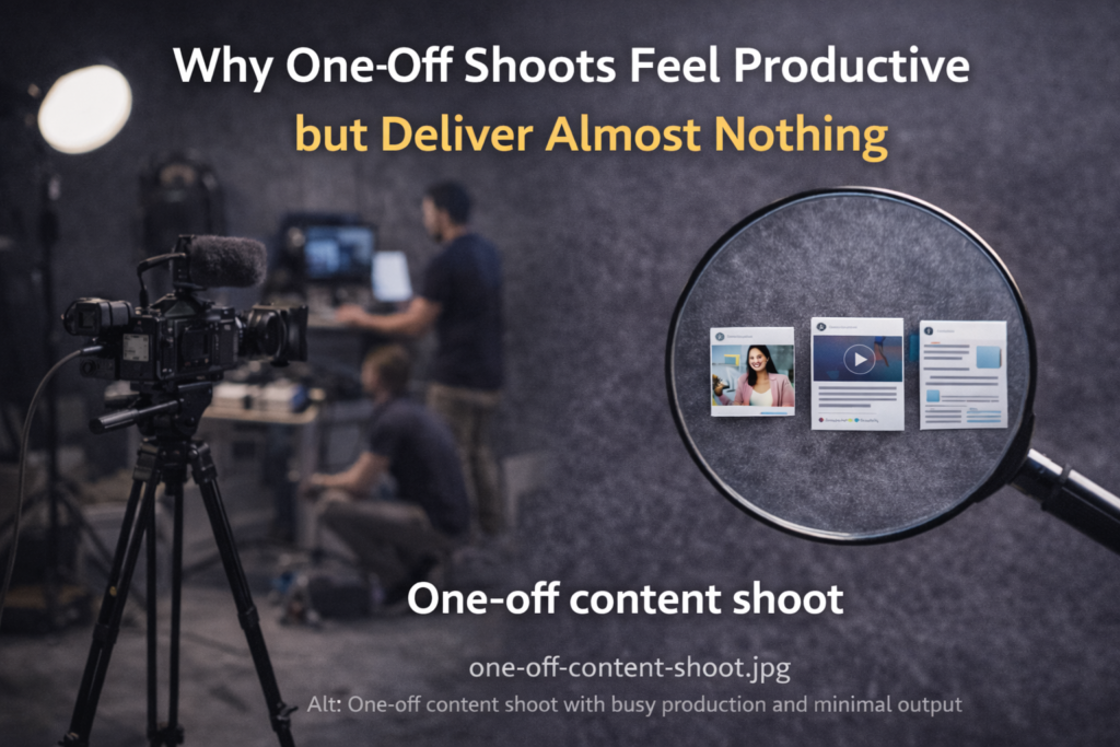 One-off content shoot with busy production and minimal output
