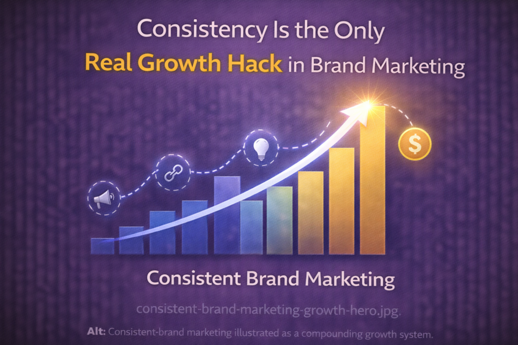 Consistent brand marketing illustrated as a compounding growth system
