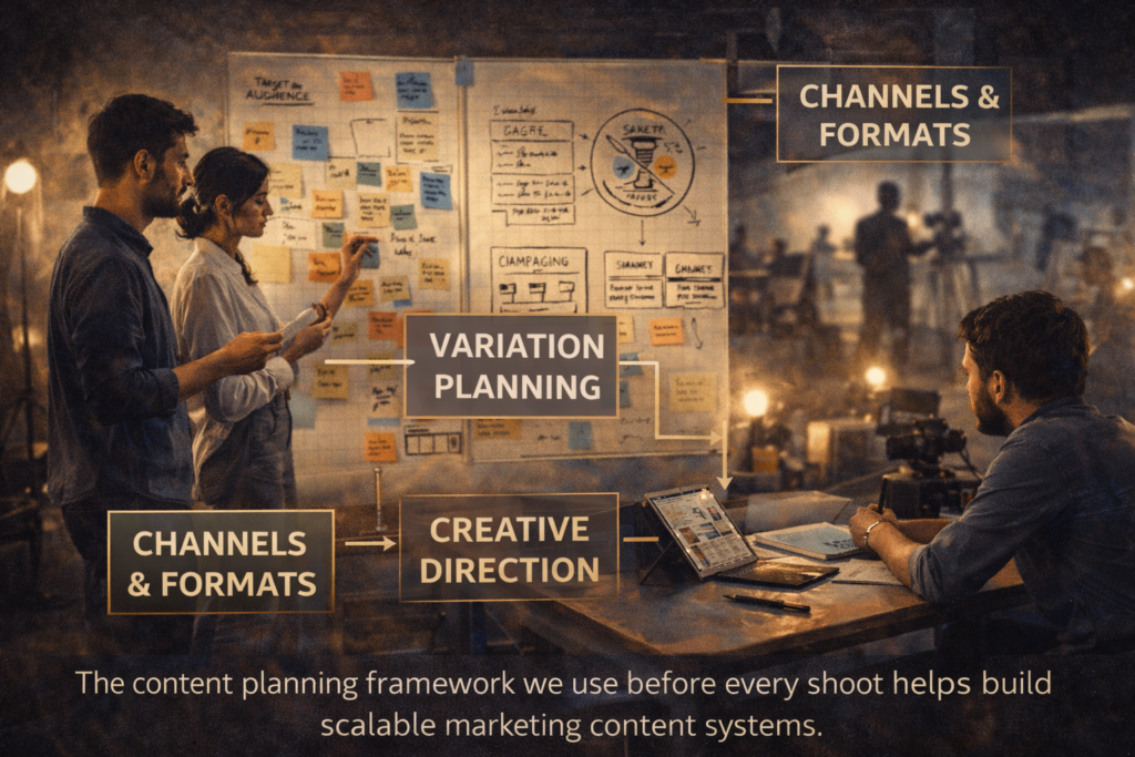 Content planning framework before every shoot used to build scalable marketing content systems