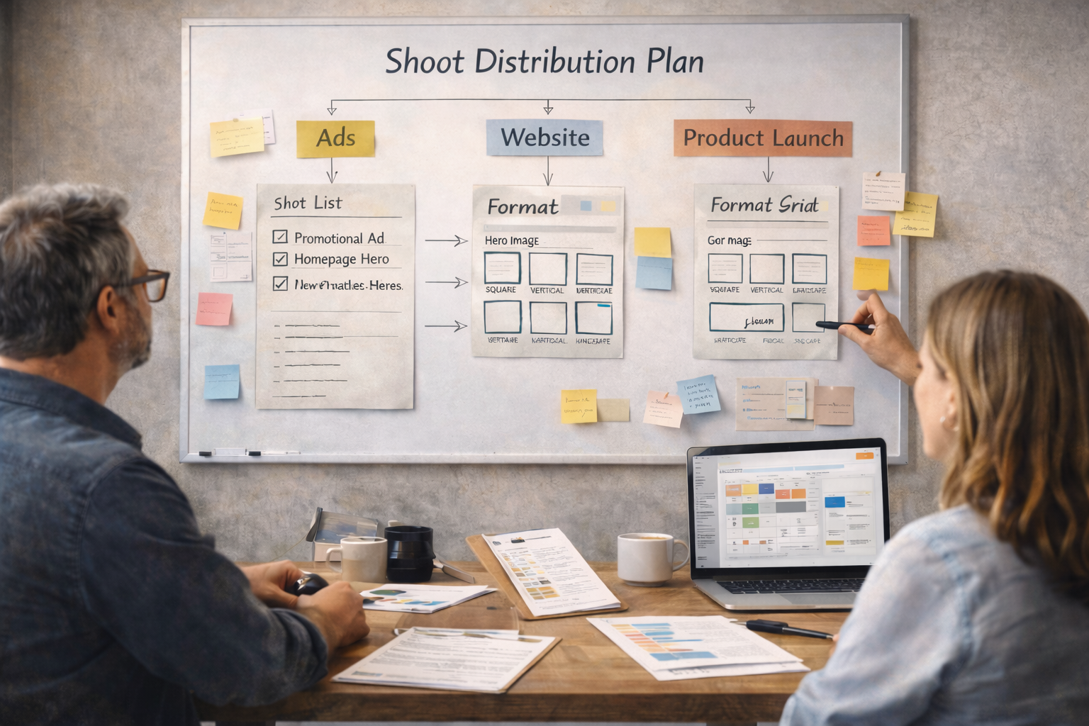 Multi-use campaign shoot planned with a shoot distribution plan and campaign content planning