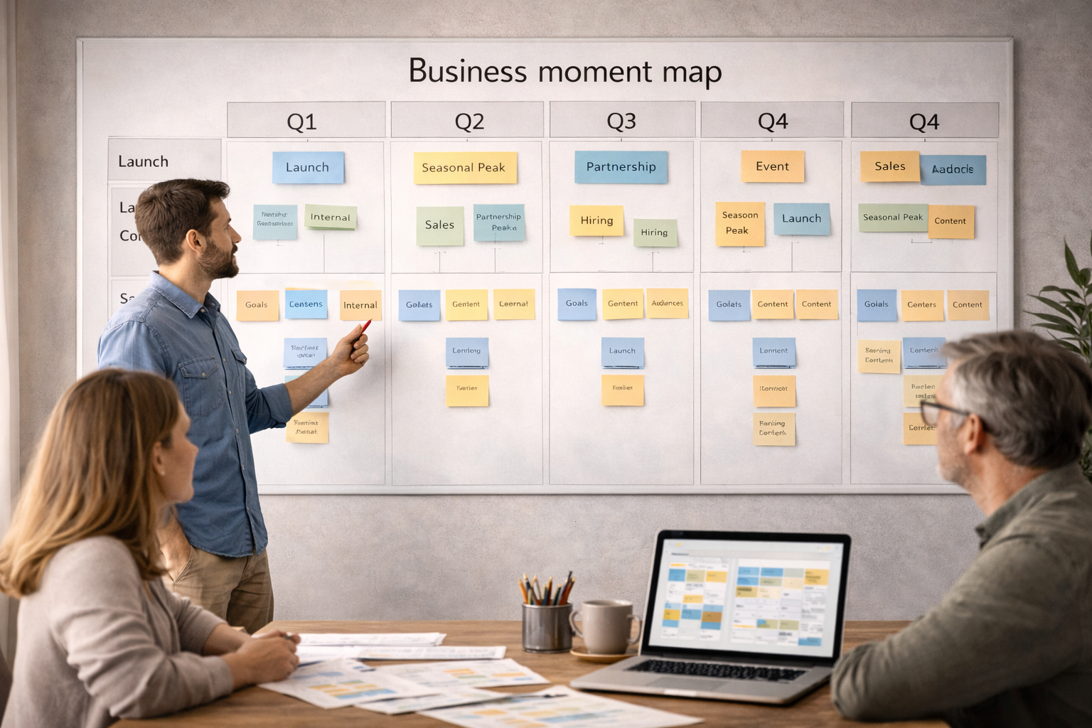 Content calendar strategy showing how business moment content planning aligns campaigns and milestones