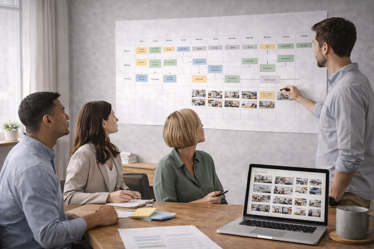 Cross-team alignment session supporting content production planning and reducing duplicate shoots