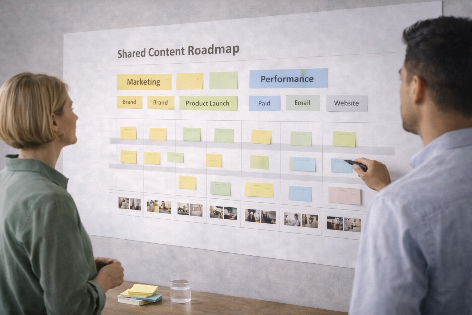 Shared content roadmap improving marketing performance alignment between marketing and performance teams
