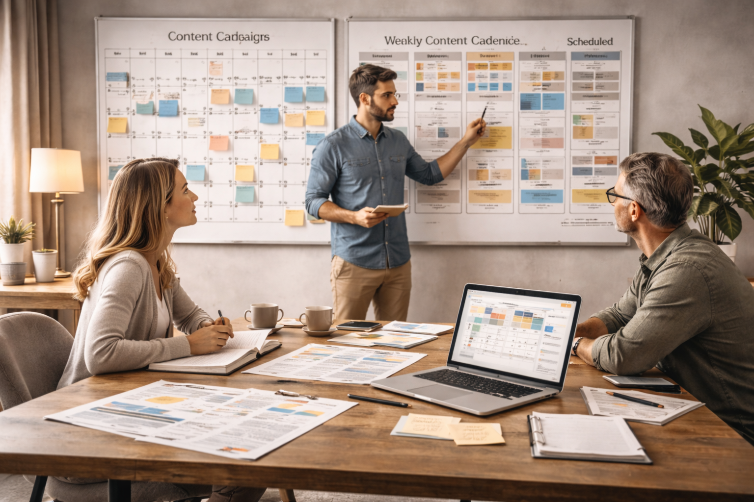 Creative retainer decision establishing a content cadence through ongoing planning cycles