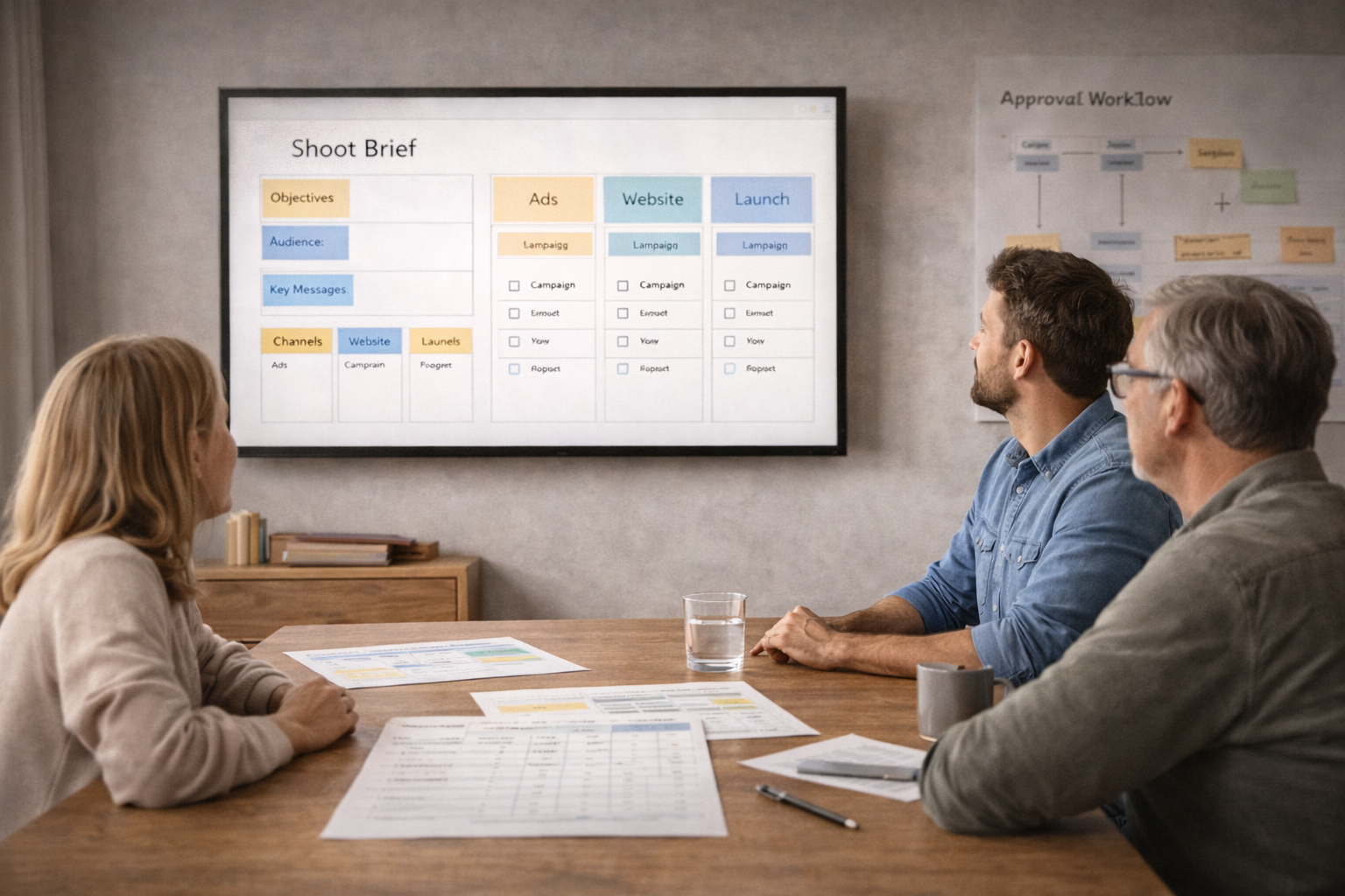 Creative workflow alignment meeting improving approvals and making execution faster and more predictable