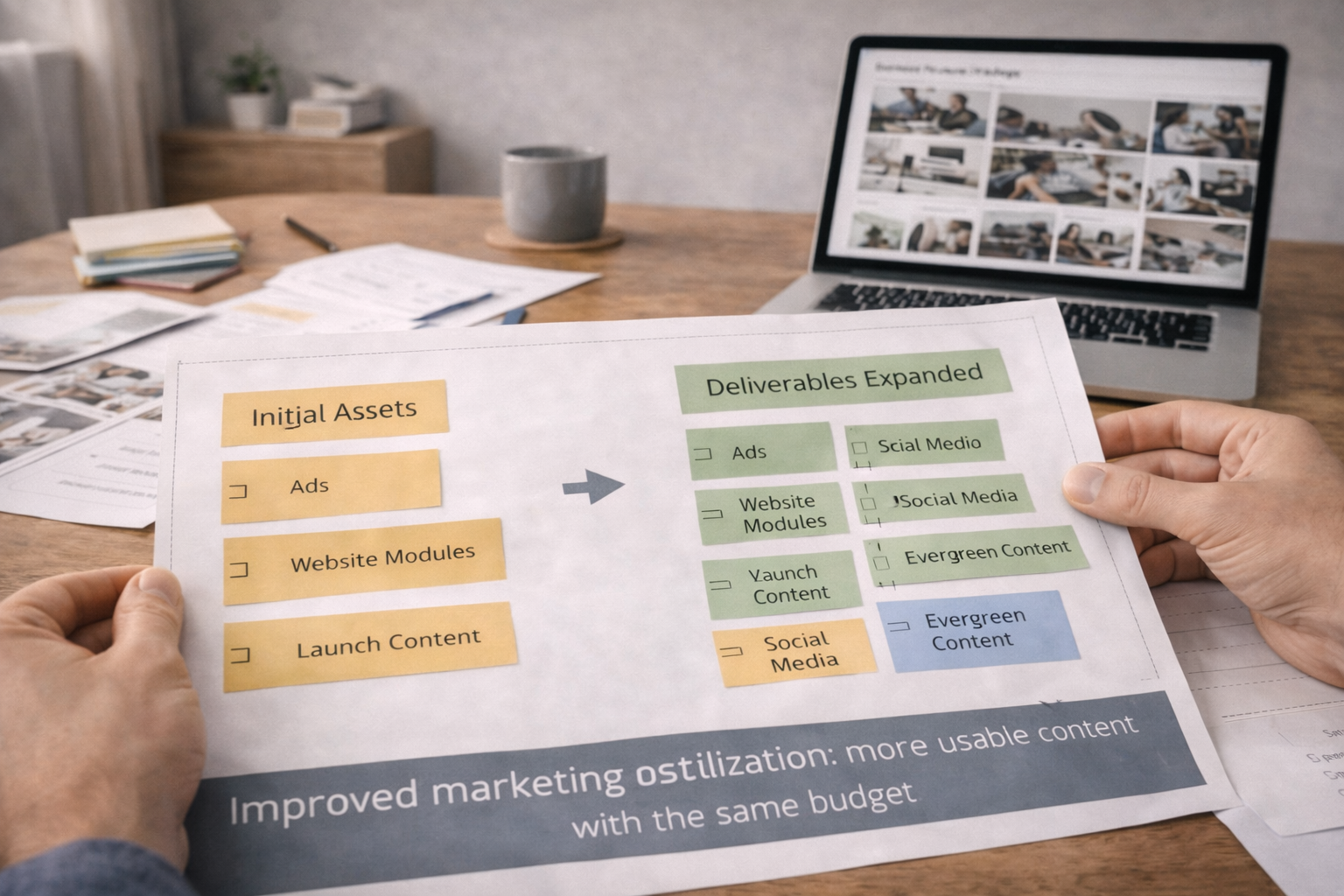 Marketing asset utilization improved by creating more usable content with the same budget