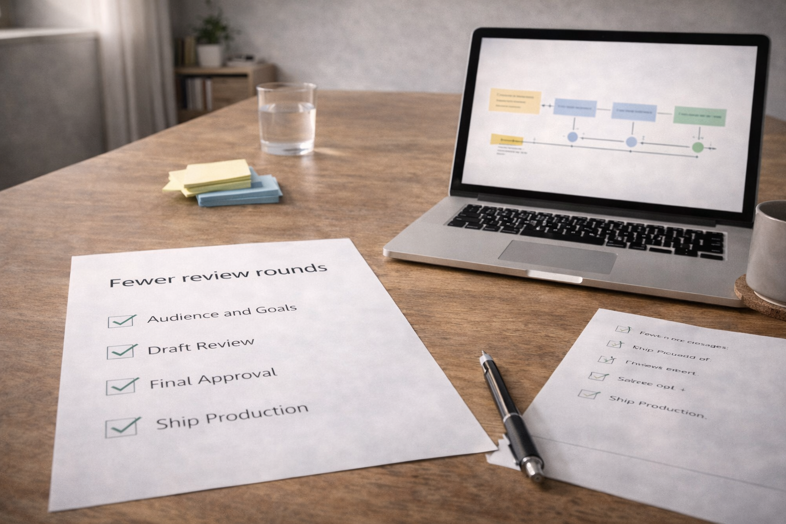 Reducing revision cycles with faster approvals and fewer review rounds through structured planning