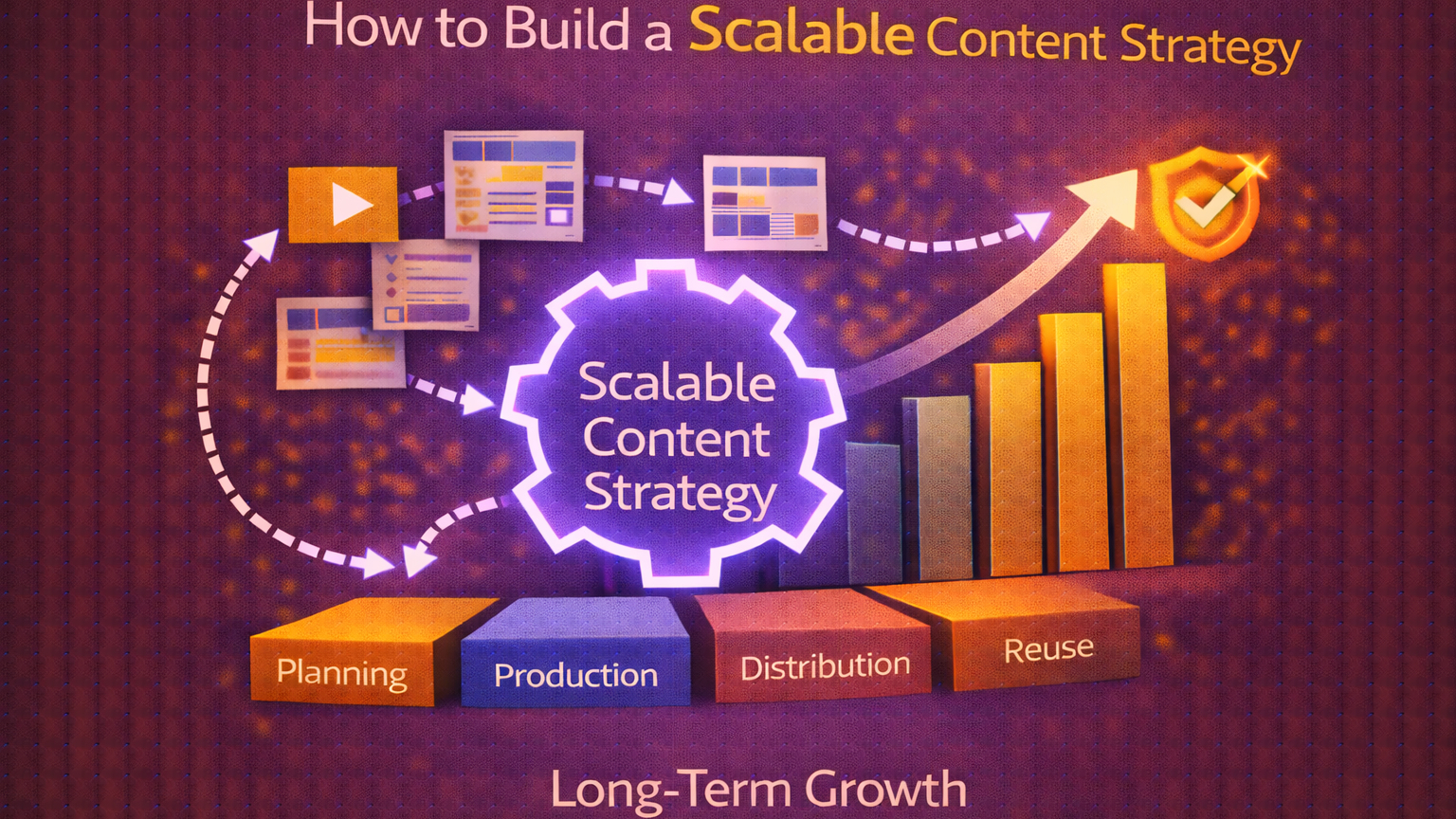 Scalable content strategy illustrated as a structured system for long-term growth