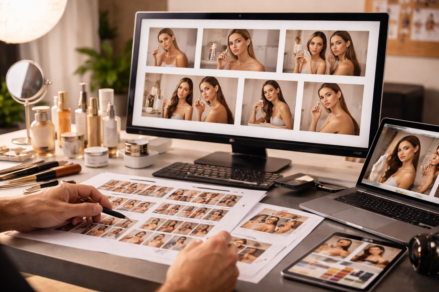 Beauty campaign photography producing scalable beauty content production assets