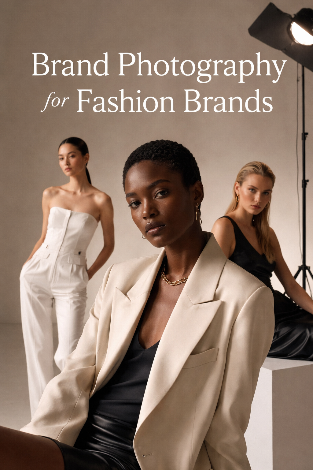 Brand photography for fashion brands with premium editorial lighting and minimal fashion visual identity