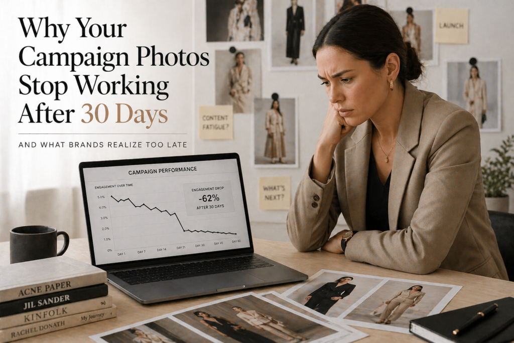 Why your campaign photos stop working after 30 days shown through declining fashion campaign photography performance