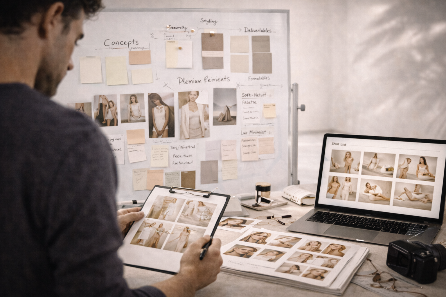 Plan a fashion campaign shoot with structured campaign shoot planning in studio