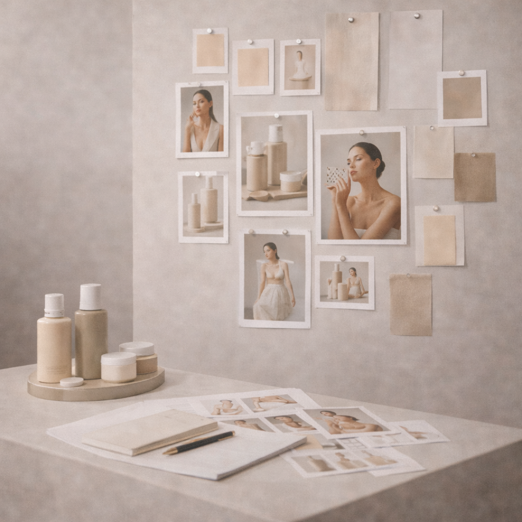 High-performing cosmetic campaign shoot planning with structured beauty brand visuals and creative direction