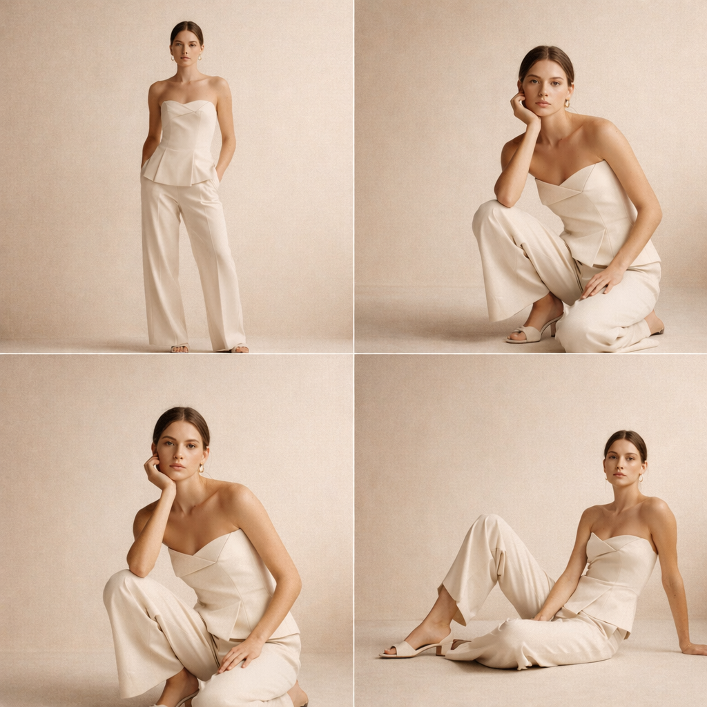 Fashion campaign photography showing multiple variations for advertising and content production