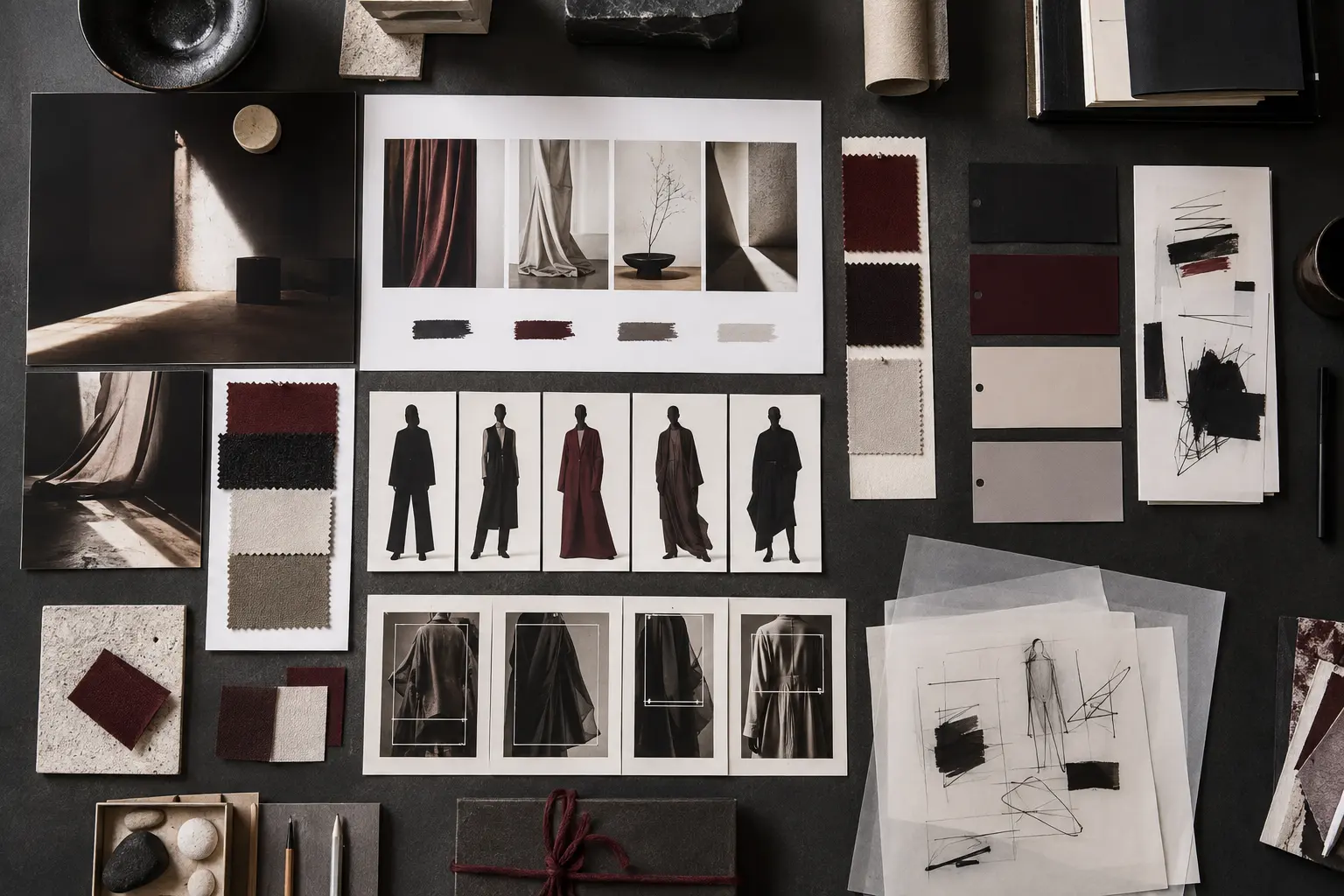 Fashion brand visual identity system with lighting color casting styling and composition references