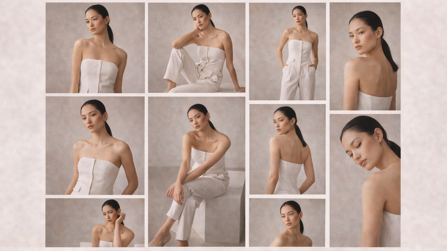 Fashion campaign content variations created through a fashion content production retainer