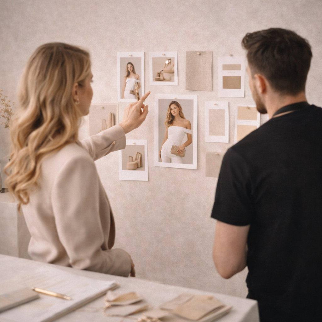 Fashion campaign photographer involved in campaign shoot planning and defining fashion brand visuals