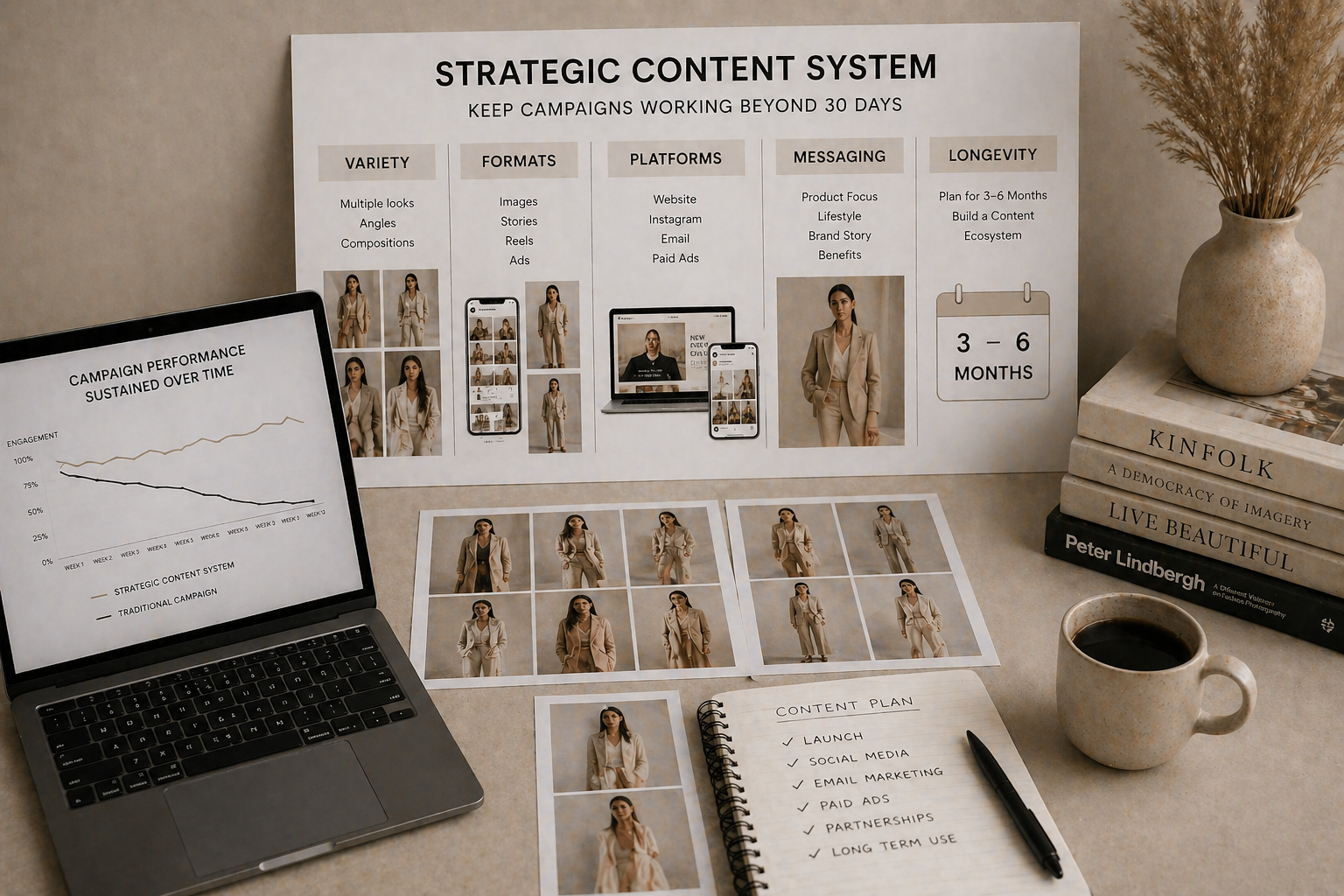 Why your campaign photos stop working after 30 days shown through structured fashion content production system
