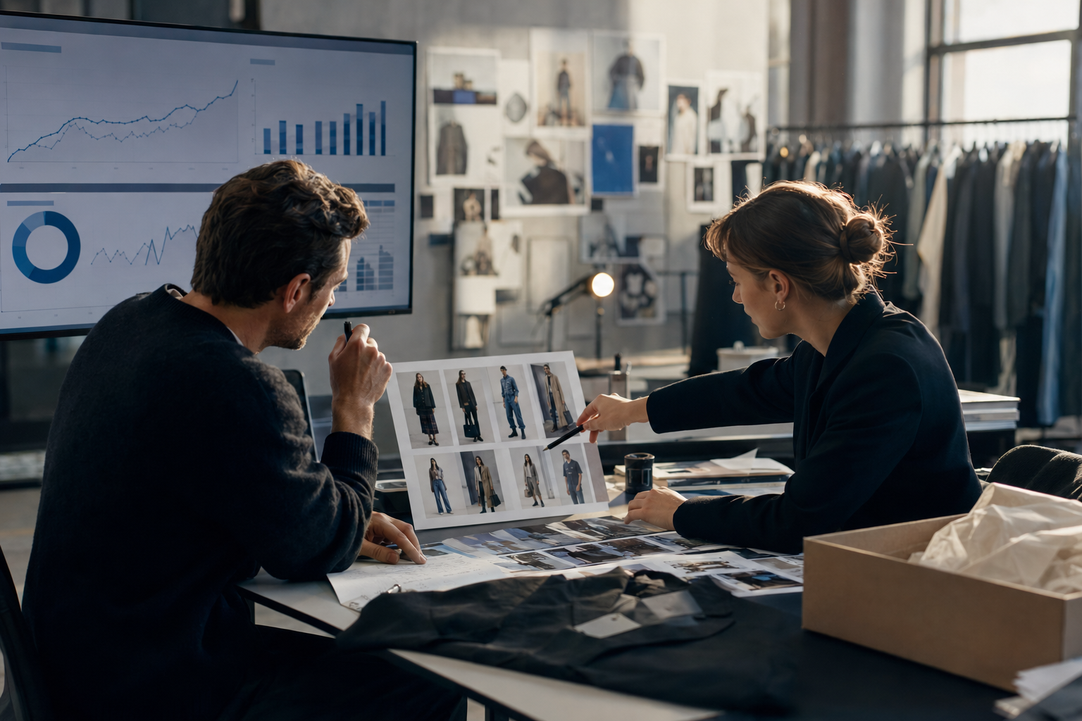 Fashion Product Launch Strategy performance review with fashion campaign contact sheets and marketing analytics