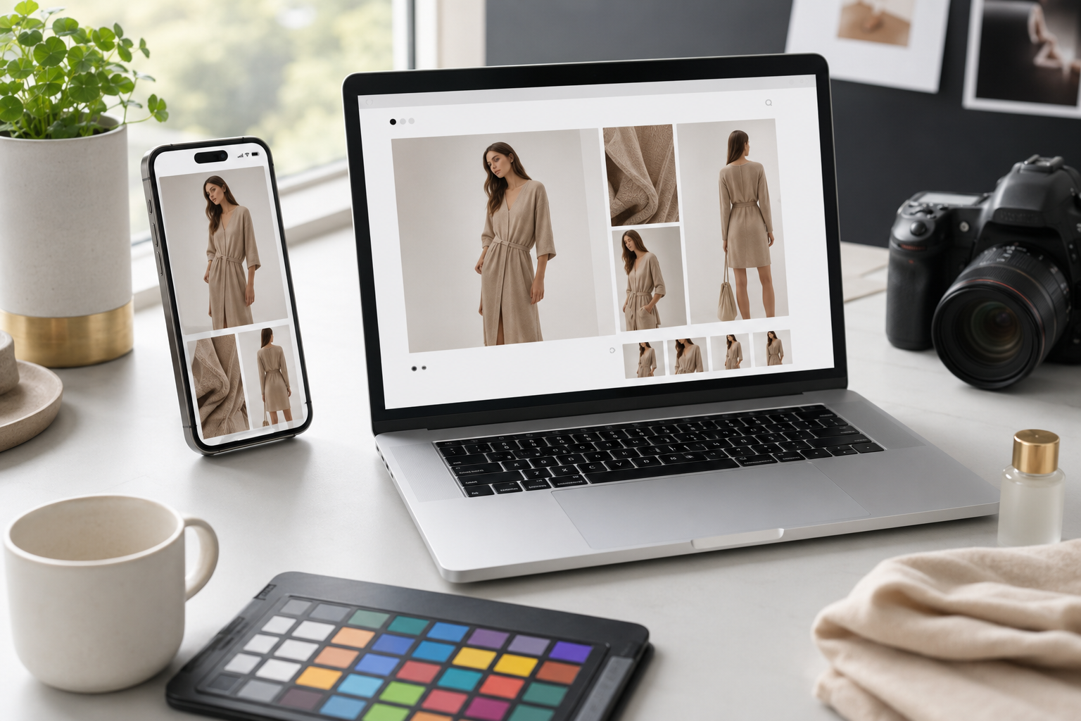 Product Page Image Guide: Build an Ecommerce Image System That Converts - Phil Halfmann Product page image guide lifestyle example showing the scale of a burgundy handbag in use