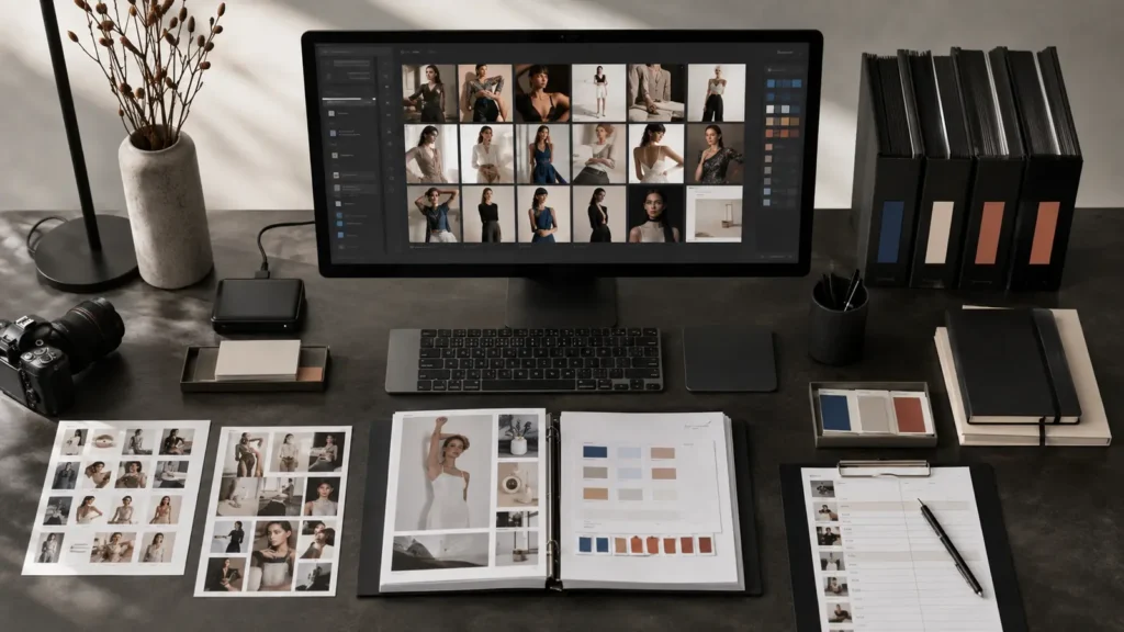 Campaign asset organization workflow for a fashion and beauty marketing team