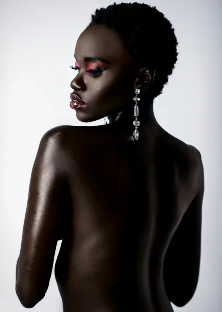 Clean & Serene: How Beauty Editorial Creative Direction Turned a Mood Board into a Published Story - Phil Halfmann Beauty editorial creative direction profile portrait showing luminous skin and a long crystal earring