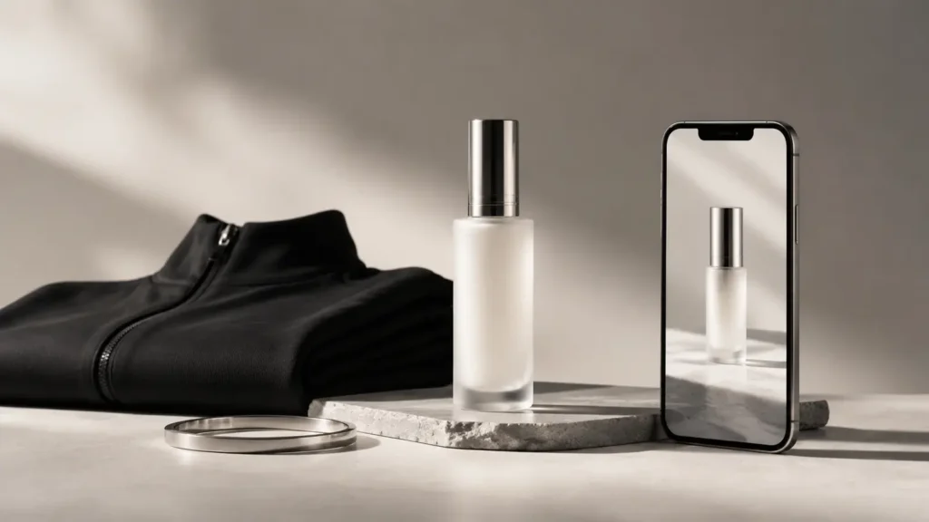 A coordinated product image system connects premium creative direction with a clear purchase journey.