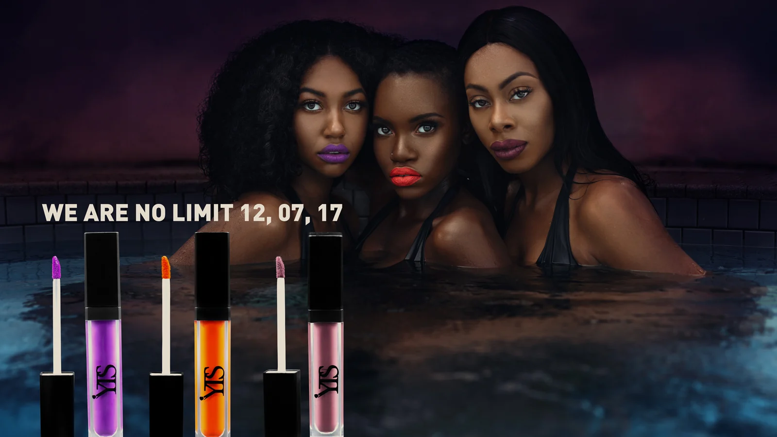 Beauty product photography campaigns for Your True Shade with three models and lipstick products
