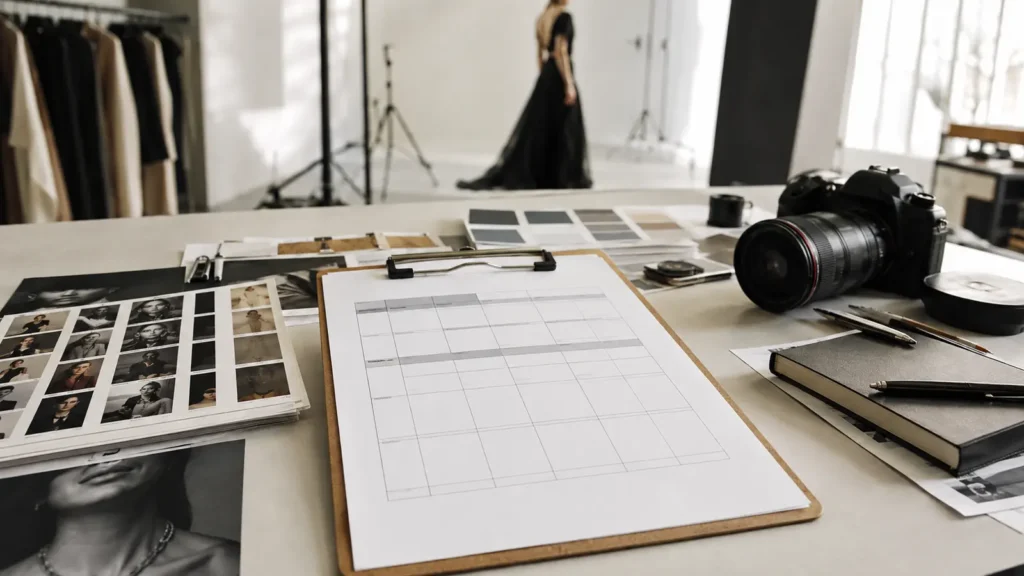 Blog - Phil Halfmann Photography shot list template used to plan a professional fashion campaign production