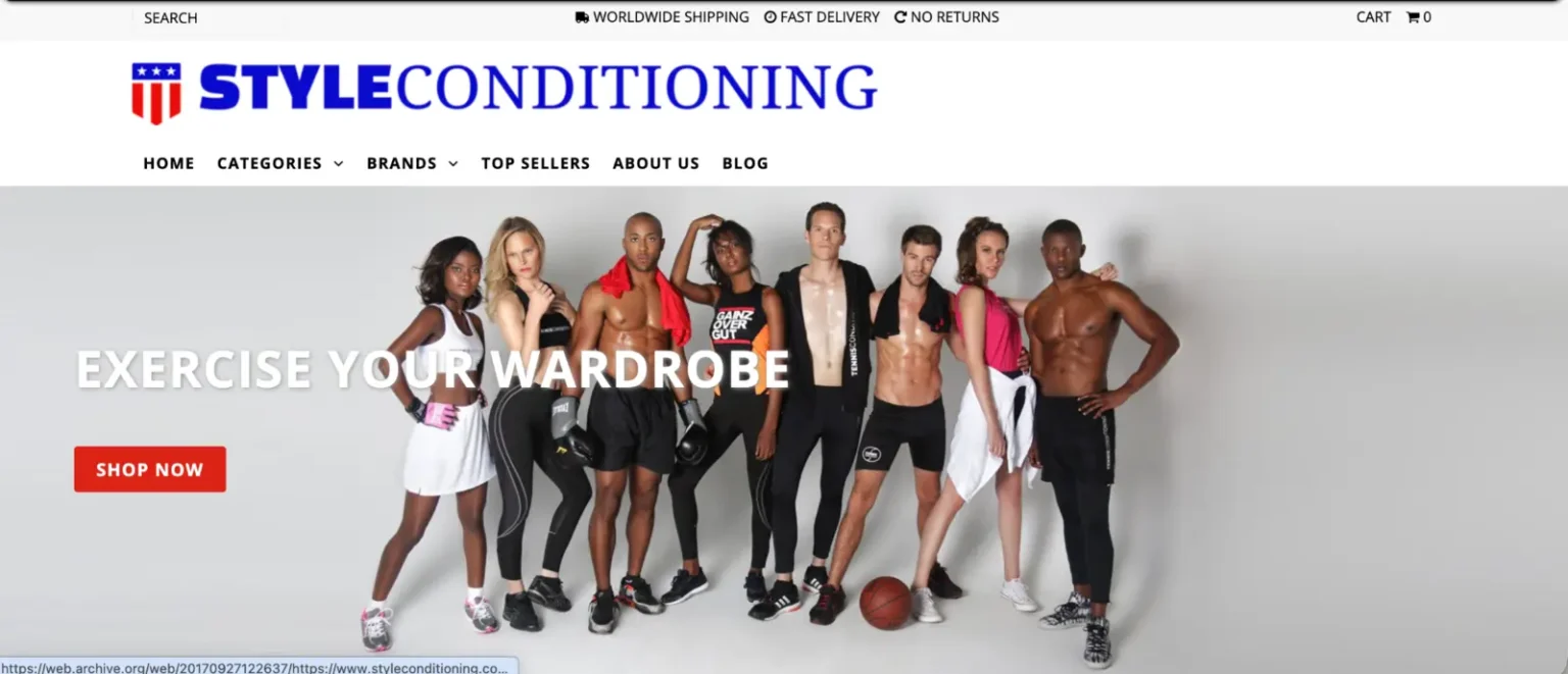 StyleConditioning campaign photography applied to an online shop homepage hero
