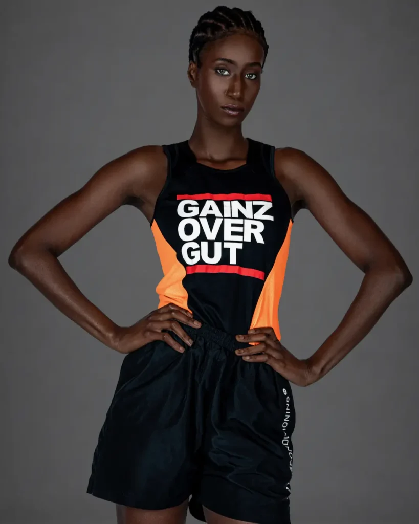 StyleConditioning Gainz tank photographed as an editorial campaign image