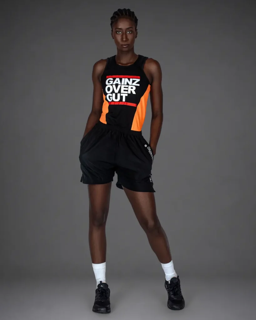 Horizontal StyleConditioning Gainz tank campaign photograph with negative space