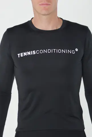 Front view of the black StyleConditioning men’s performance long-sleeve top