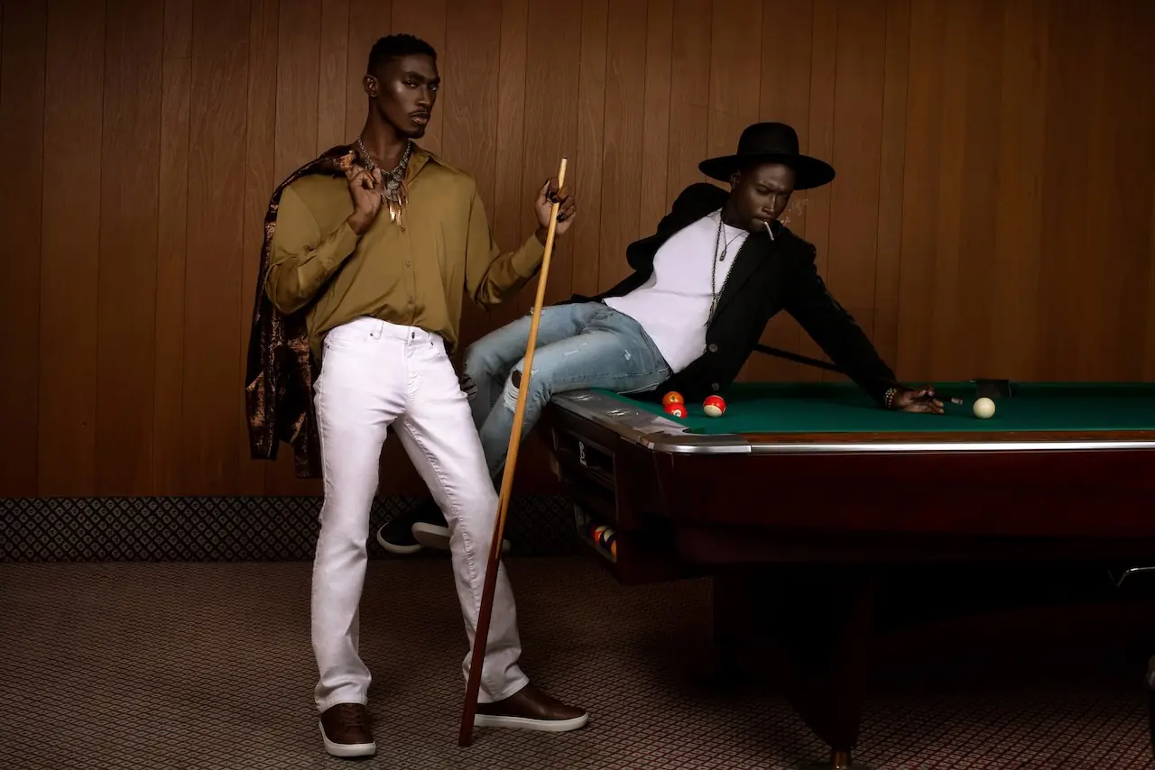 Two-model Pool Rocker fashion campaign showing a consistent brand photography system