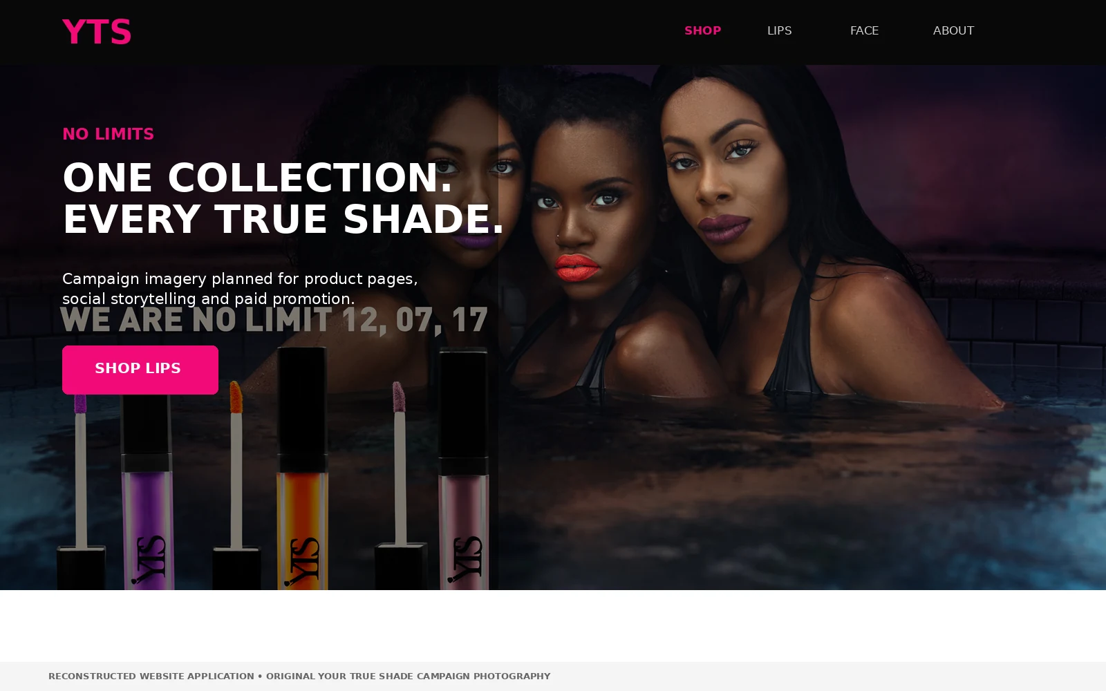Beauty content production workflow shown through a reconstructed Your True Shade multi-channel website application