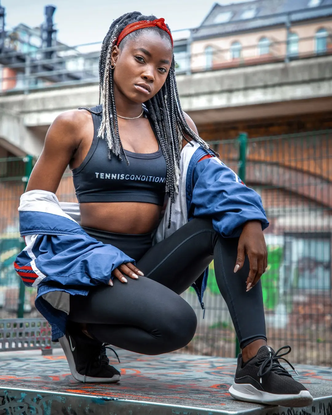 Vertical portrait of a female athlete at a basketball court in Berlin