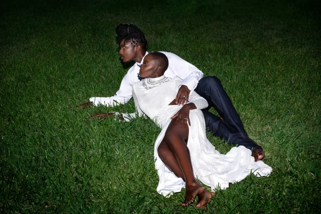 Gaelle and Djanto in coordinated fashion looks from the Melanated & Millennial editorial